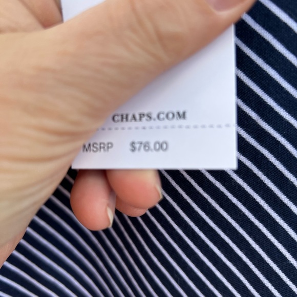 NWT Chaps by Ralph Lauren Pretty Navy White Stripe Flare Hem Tea Length Skirt - Picture 4 of 6